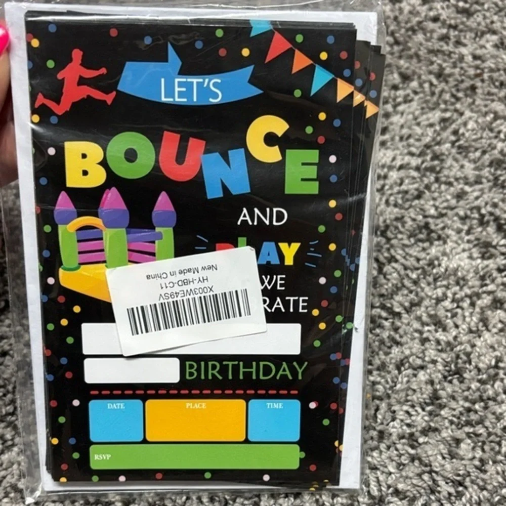 “ Let’s Bounce And Play” party invitations